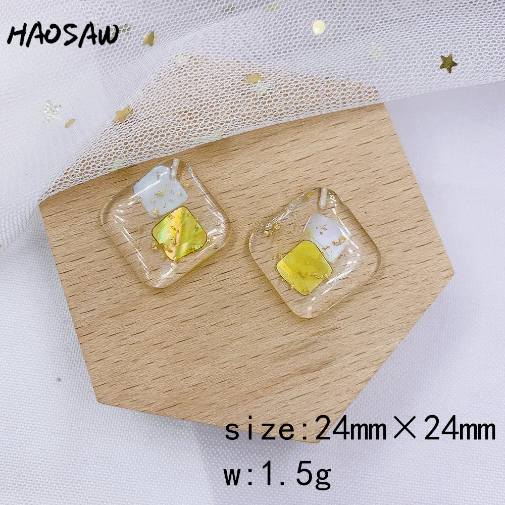 HAOSAW 24*24 мм 4 шт./лот золотой блеск/смоляная палочка/Настоящие