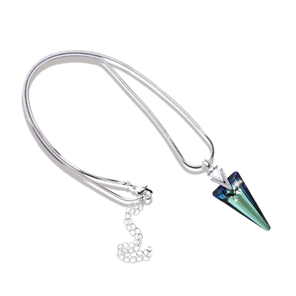 Женское Ожерелье Warme Farben с кристаллами Swarovski, изящное ювелирное изделие, ожерелье с подвеской из треугольника и кристаллов, ожерелье со змеиной цепочкой