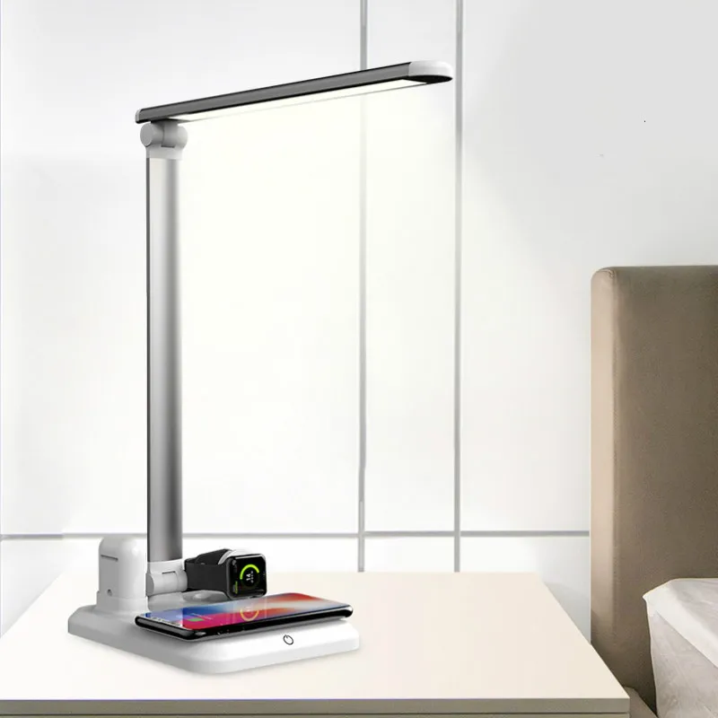 

Magic Circle Wireless Charger LED Charging Table Lamp Folding 4 In 1 for Phone Watch Headset Bracket