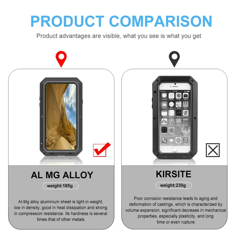 Металлический ударопрочный военный сверхпрочный чехол из закаленного стекла