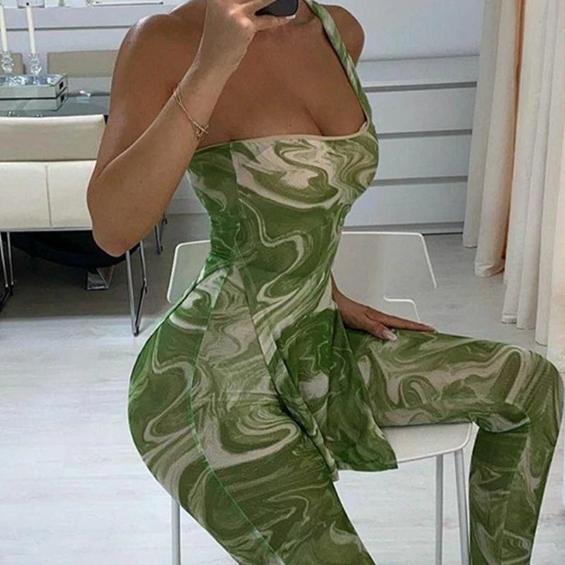 

Комплект Mandylandy с коротким топом на бретелях-спагетти, комплекты с высокой талией, брюки-карандаш, комплект с сумкой на плечо, женские брюки, ...