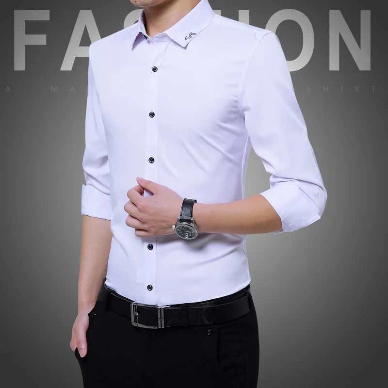 

Color Pure Men's Casual Dress Shirt Autumn Men's Long Socks Men Sleeve Shirt Men's Shirt Men's Business Shirt Fitness