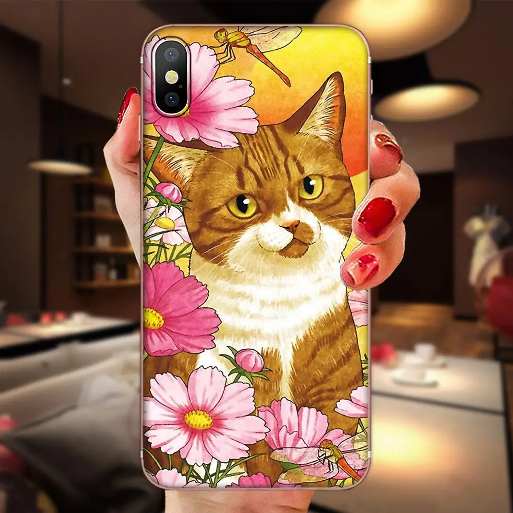 С кружевом детские носки с принтом котика мяу мягкий чехол кожи для huawei Honor 4C 5A 5C 5X6