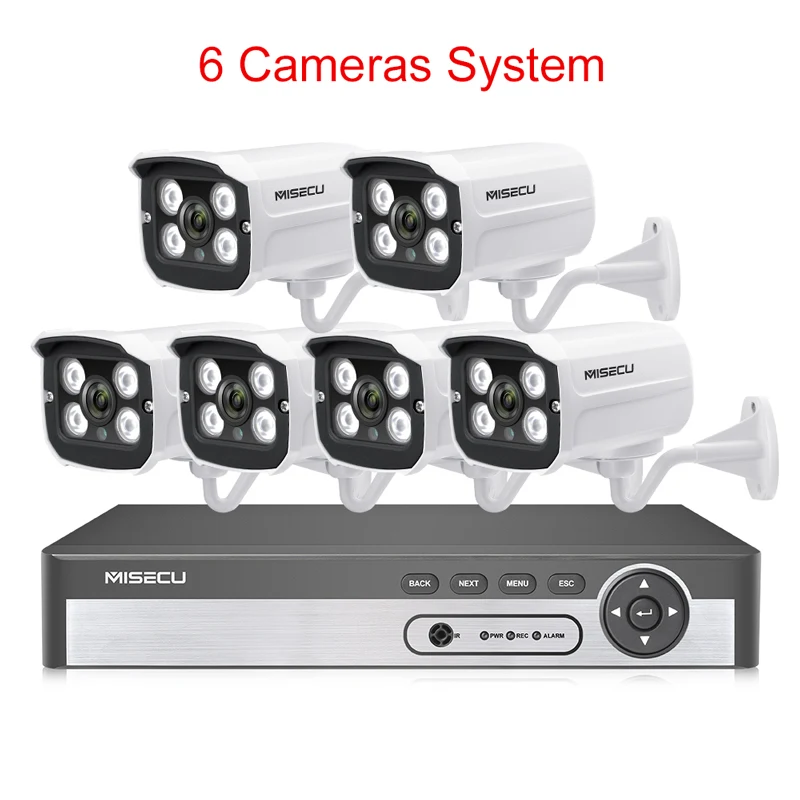 MISECU 8CH 2MP POE NVR 1080 P камера комплект Открытый 1080 P PoE ip-камера аудио запись Onvif FTP CCTV система комплект видеонаблюдения - Цвет: 8CH NVR AND 6 CAMERA