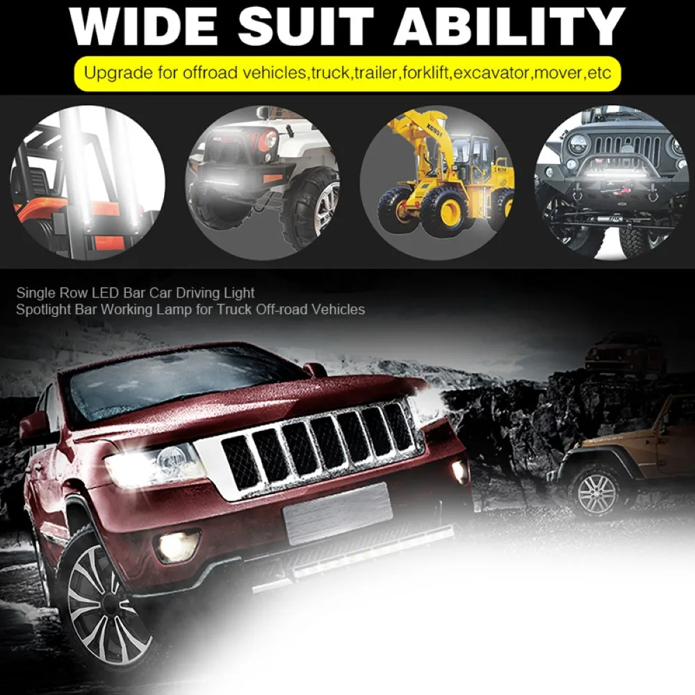 

13" 36W Single Row LED Bar Car Driving Light Spotlight Bar Working Lamp for Truck Off-road Vehicles