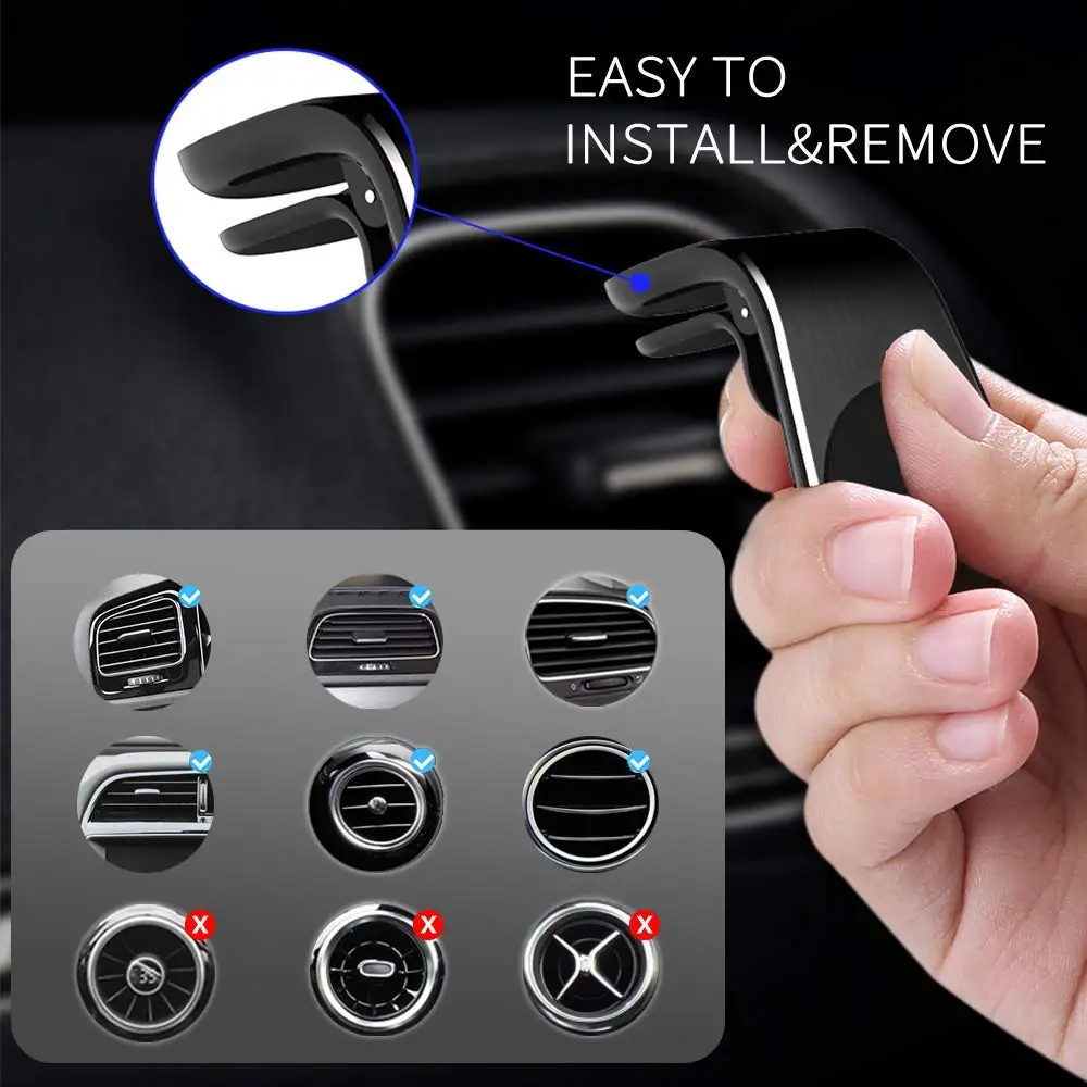 

VYOPBC Metal Magnetic Car Phone Holder Mini Air Vent Clip Mount Magnet Mobile Stand For iPhone Xiaomi Smartphones in Car