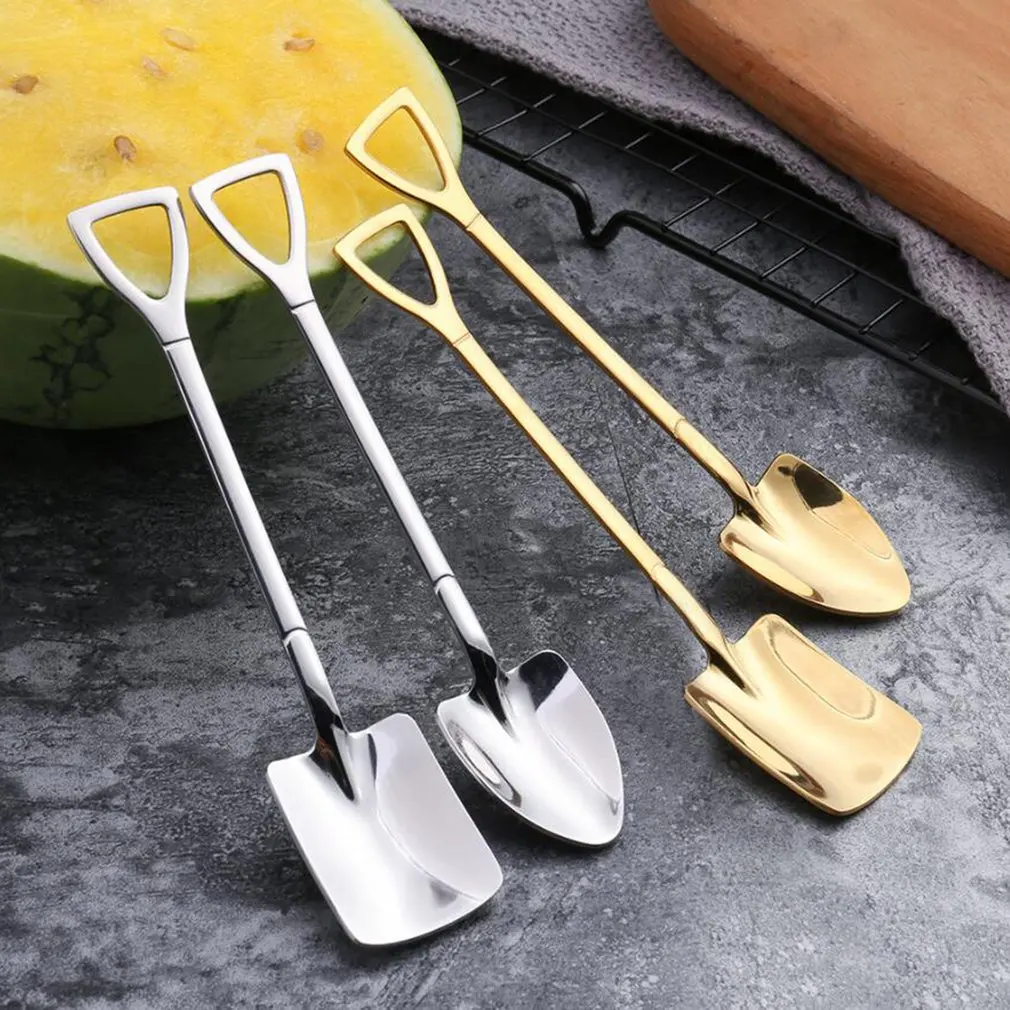 

Coffee Spoon Stainless Steel Retro Iron Shovel Ice Cream Spoon Scoop Creative Spoon Tea-spoon Tableware Tip Shovel Flat Shovel