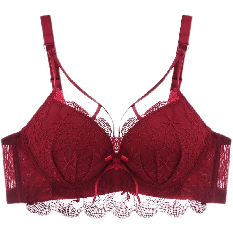 

Memory steel ring natal year bra set gathered thickened bra adjustable underwear set set of women's small bra