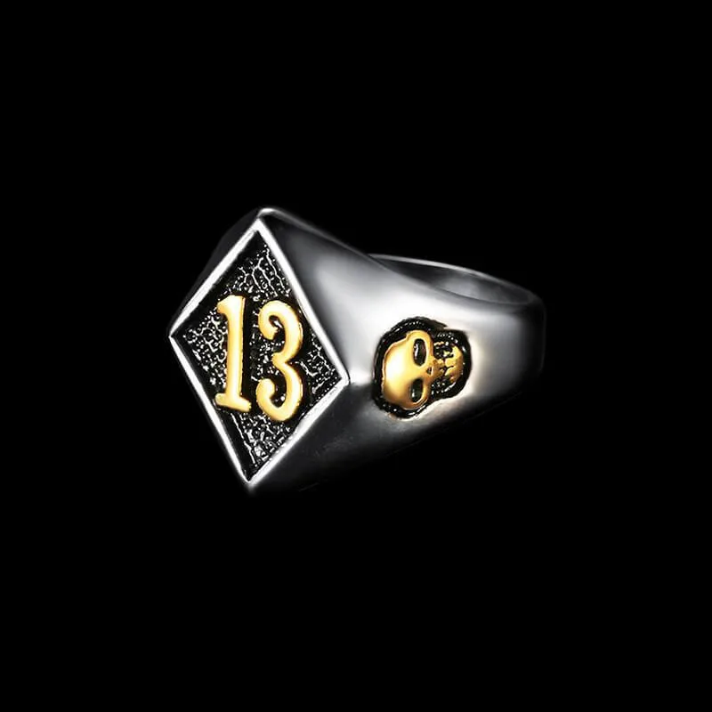 Lucky 13 кольцо 316L Нержавеющая сталь ювелирные изделия группы вечерние панк
