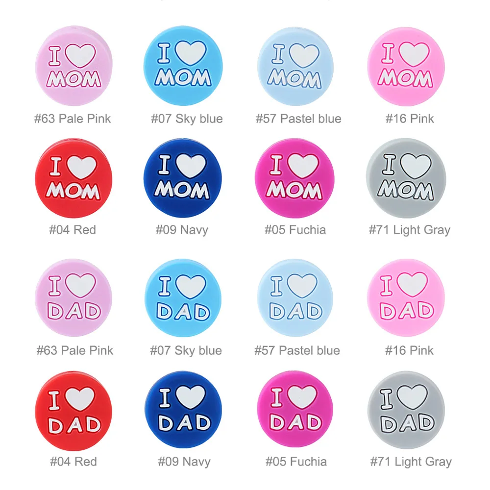 Keep& Grow 5 шт. круглые силиконовые бусы I Love Mom/Dad Детские бусины для прорезывания зубов DIY соски зажимы для прорезывания зубов игрушки грызун Детские Прорезыватели