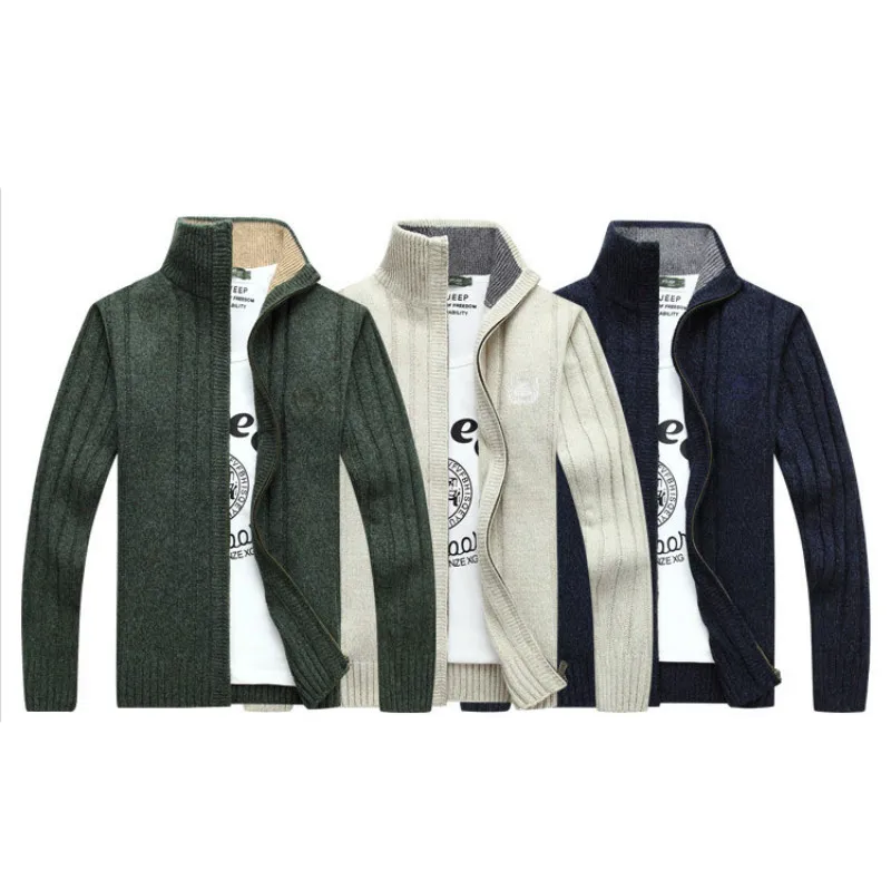 Мужской вязаный кардиган с длинным рукавом свитер на молнии пальто новая