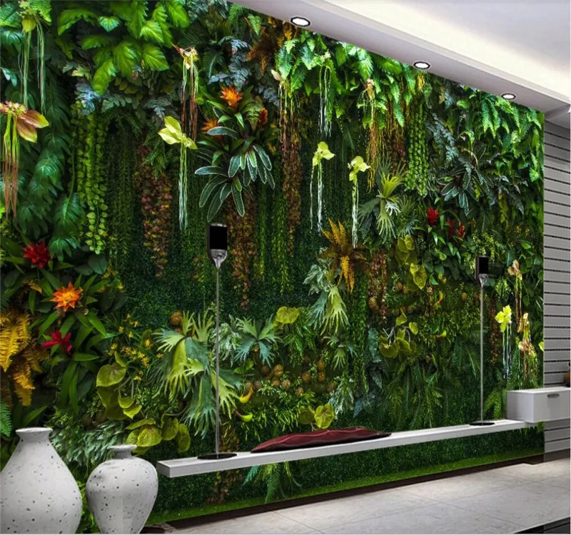 Фотообои на заказ с изображением тропических лесов красивых цветов растений