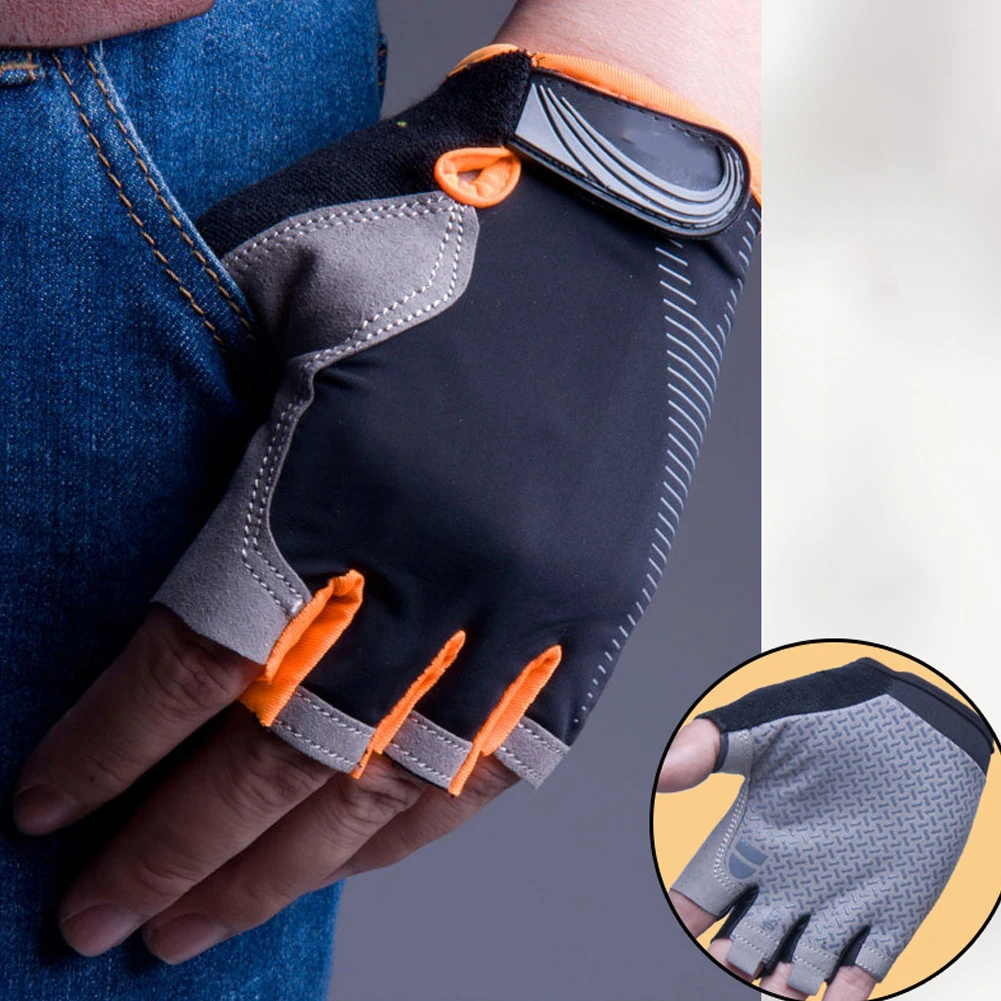 

1Pair Half Finger Cycling Glove Ice Silk Fingerless Anti-Slip Anti-Sweat Men Women Half Finger Glove For Palm Road Bicycle Gym