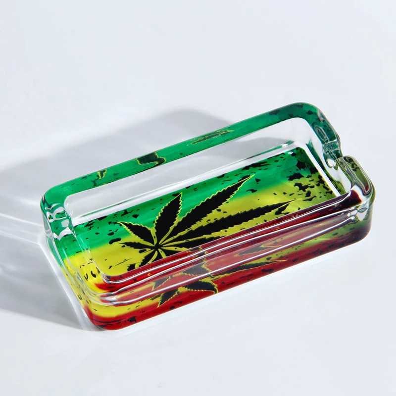 Стеклянная Пепельница в стиле регае раста конопли листок Боба Марли украшение