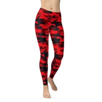 new fashion red camouflage pattern printing polyester breathable fitness leggings sportswear workout elastic force leggings
