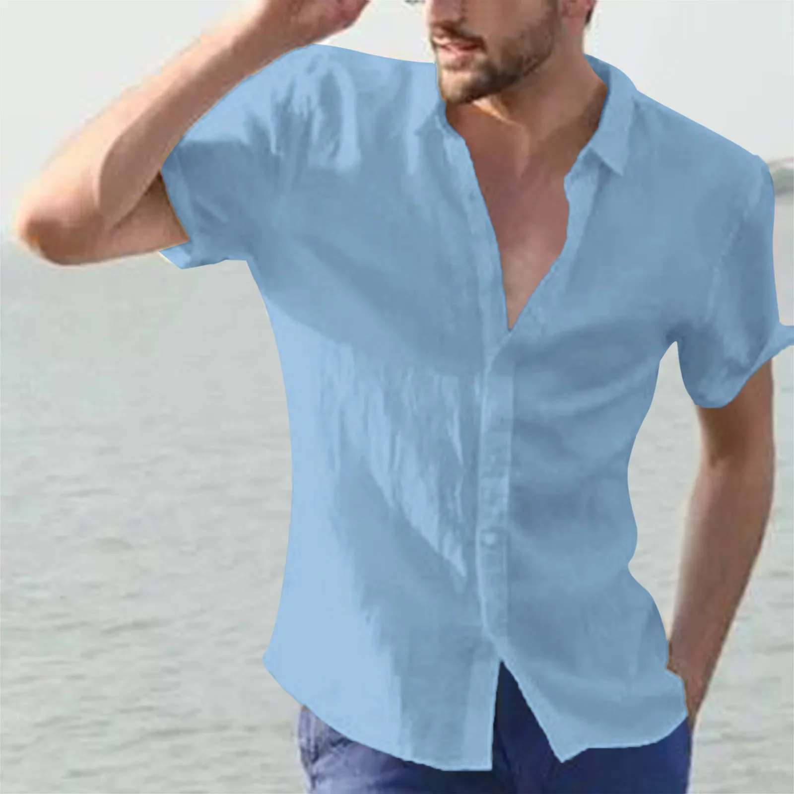 

Harajuku Shirt Mens Fashion Casual Solid Color Lapel Cardigan Short Sleeve Shirts Top Camisas Para Hombre Camisa Masculina