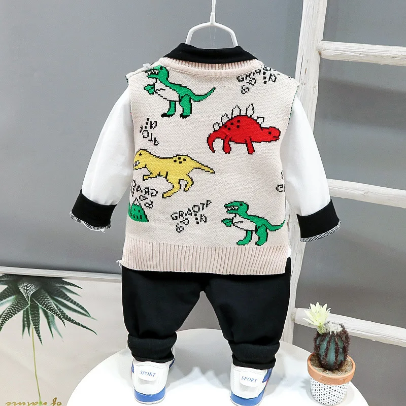 Детская футболка и штаны 3 шт./компл. осень модная одежда для маленьких мальчиков