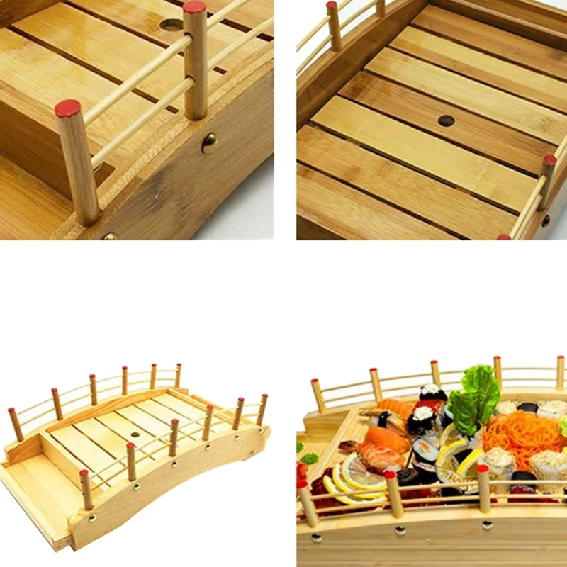 Деревянная кухня суши мост лодки сосна креативная тарелка для сашими тарелками