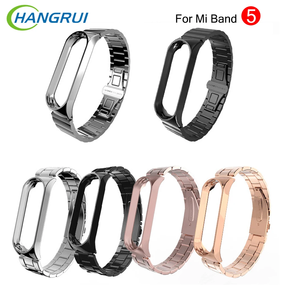 

For Xiaomi Mi Band 5 Replace Metal Stainless Steel Strap For Mi Band 5 Bracelet Wristbands MiBand 5 NFC Smart Accessories Strap