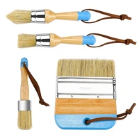 4 pcs painting brushes set for furniture natural bristles stencil brushes wooden handle diy painting and waxing brushes