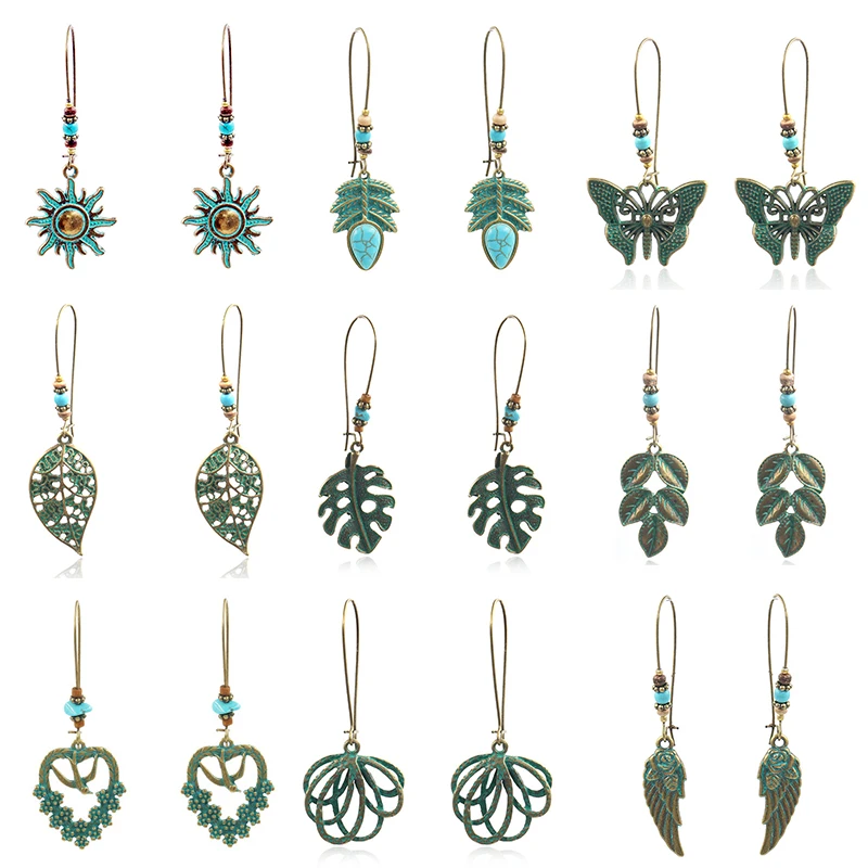 Женские богемные серьги в стиле ретро характерные длинные с полыми бусинами