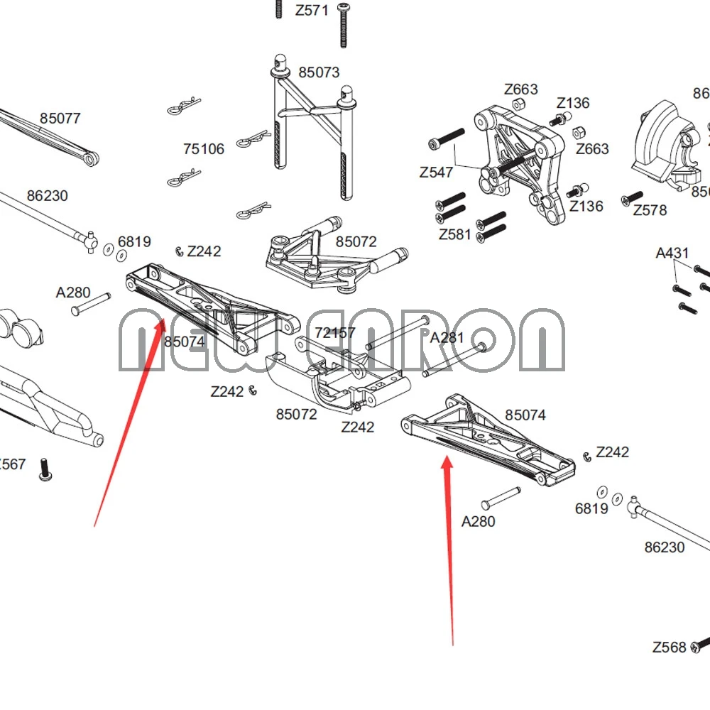 

2pcs MT2039 Aluminum Rear Lower Suspension Arm Set #85074 For RC Car 1/10 HPI NITRO RS4 MT 2 18SS RTR G3.0 18SS+ KIT