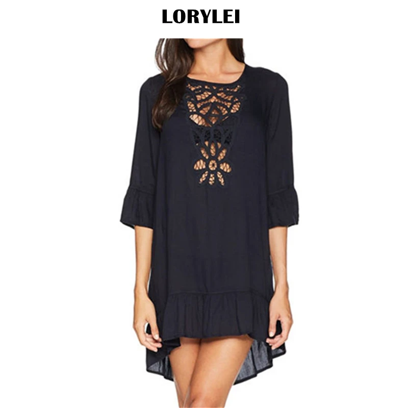 2021 сексуальные ажурные накидки для бикини летнее пляжное платье черная туника