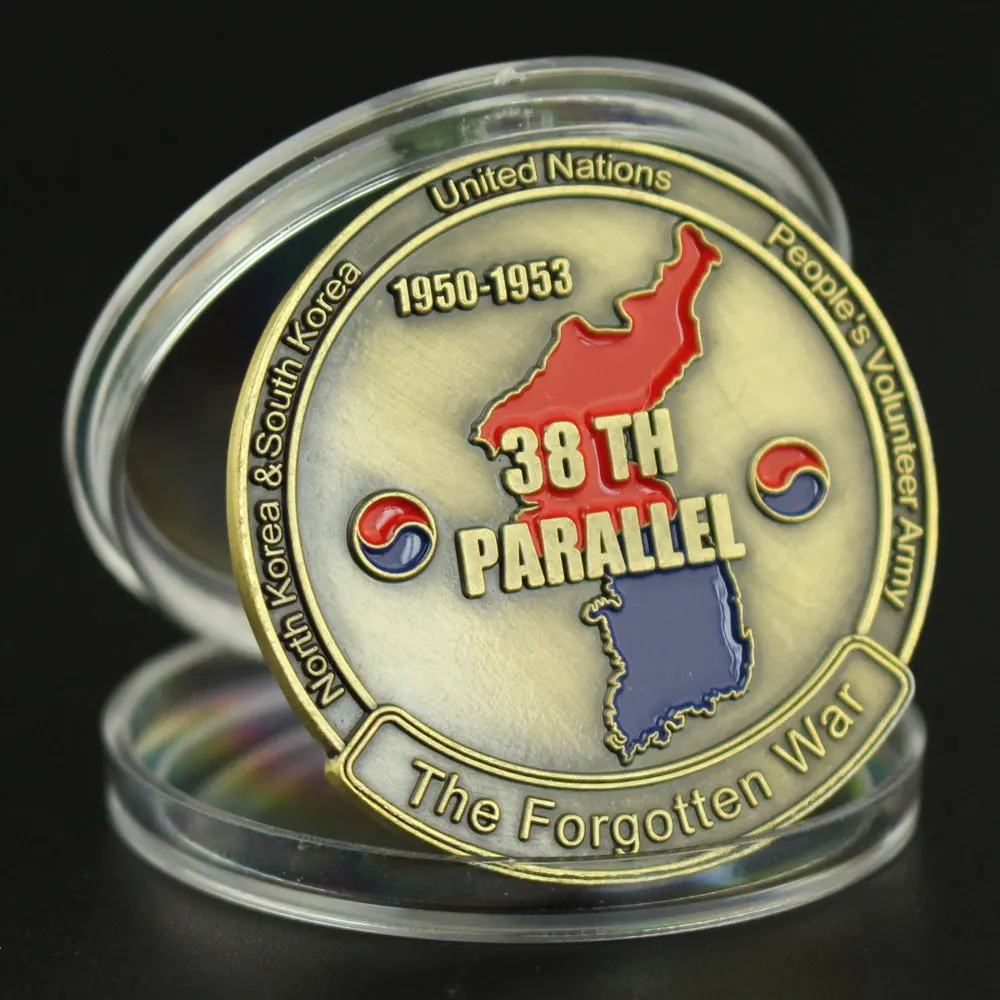 38-й параллельный Сувенир США. Армия IX корпус медная позолоченная монета