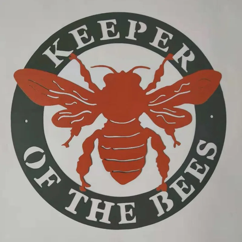 

Metal Bee Plate Decor Large Animal Silhouette with Letter Keeper Of The Bee Hanging Garden Farmhouse Wall Art 1mm*30cm