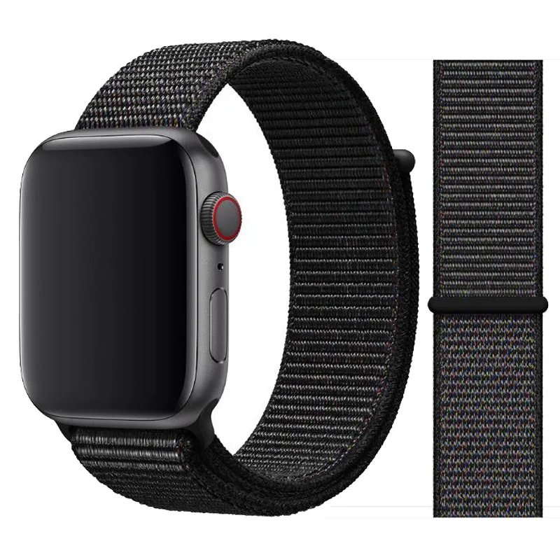 Black Нейлоновый спортивный бесшовный мягкий для наручных часов iwatch серии 4/5/3/2/1 дышащий замена ремешок для наручных часов Apple Watch 38 мм/40 мм/42 мм/44 мм - Цвет ремешка: Black
