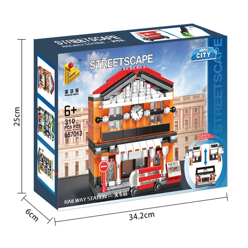 

310pcs 657013-657018 Six Designs Of New City Streetview Series Mini Building Block Architecture Brick Educational Toys For Kids