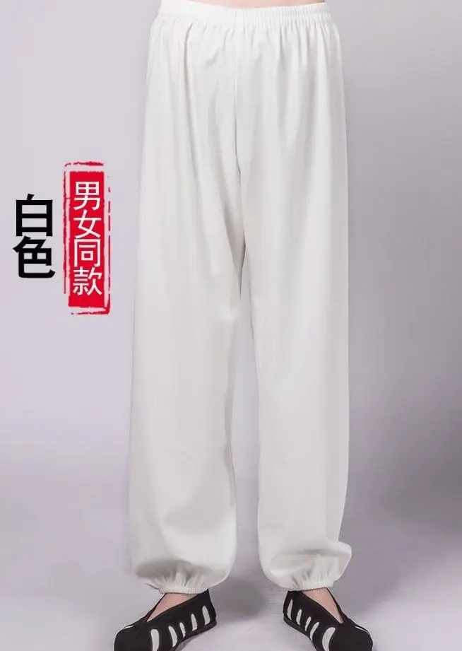 Unisex Autumn&ampWinter top quality linen wushu kung fu training pants Wudang tai chi taiji trousers martial arts bloomers red/blue | Спорт и