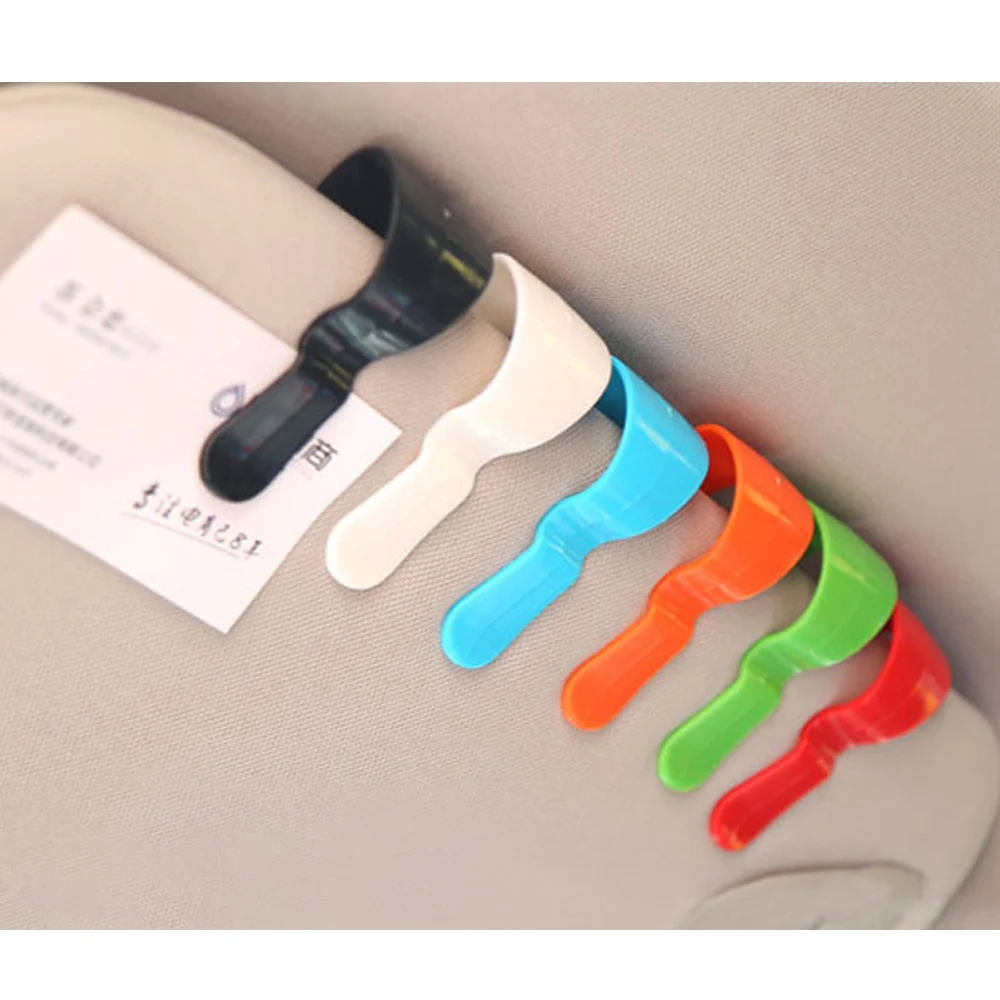 

6pcs/set Car Vehicle Visor Accessories Driving Sunglasses Glasses Card Pen Holder Ticket Clip Candy Color Universal Car Styling