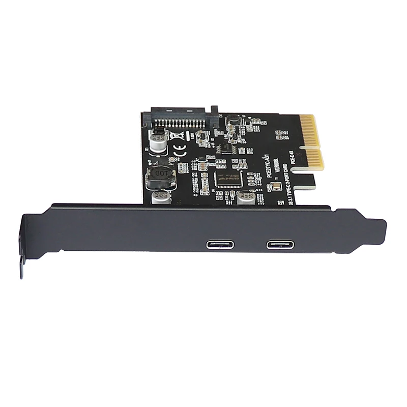 USB 3.1 PCIE Raiser Card Dual Reversible Gen 2 Type-C Ports PCI-E PCI Express X4 SATA 15Pin Connector 10Gbps Add On | Компьютеры и
