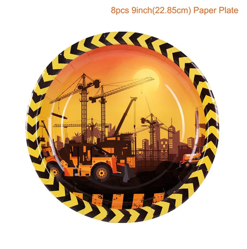 Paper Plate HUIRAN строительные воздушные шары для грузовиков Автомобили 1 год первый день рождения мальчик воздушный шар детский душ мальчик воздушные шары детский душ баллон - Цвет: Paper Plate