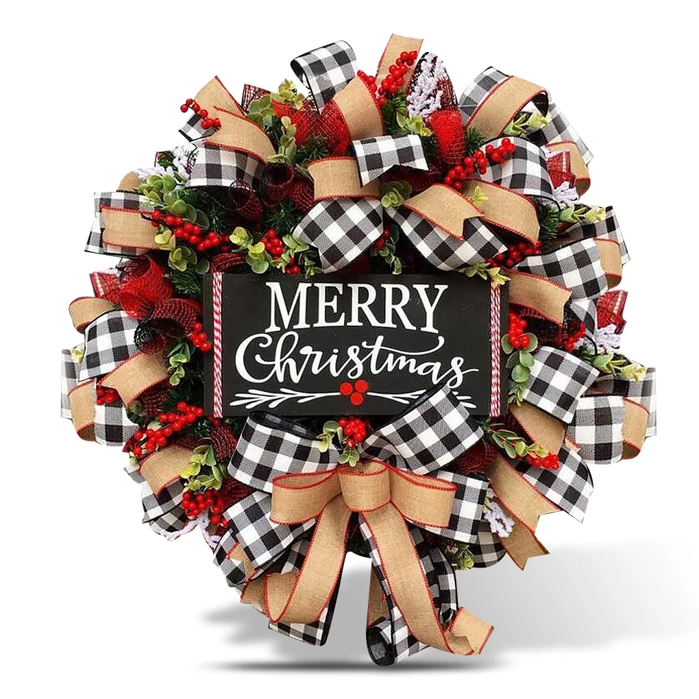 

Рождественский венок с бантом, имитация фруктов, украшение на переднюю часть, рождественское зимнее украшение для окна, домашнее украшение