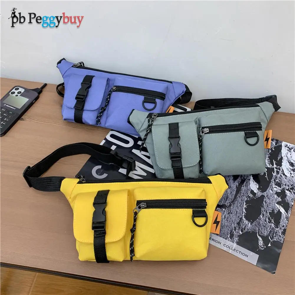 

Men's Shoulder Slanted Bag New Big Capacity Retro Women Pure Color Oxford Cloth Crossbody Chest Bag Casual Ladies Waist Pack