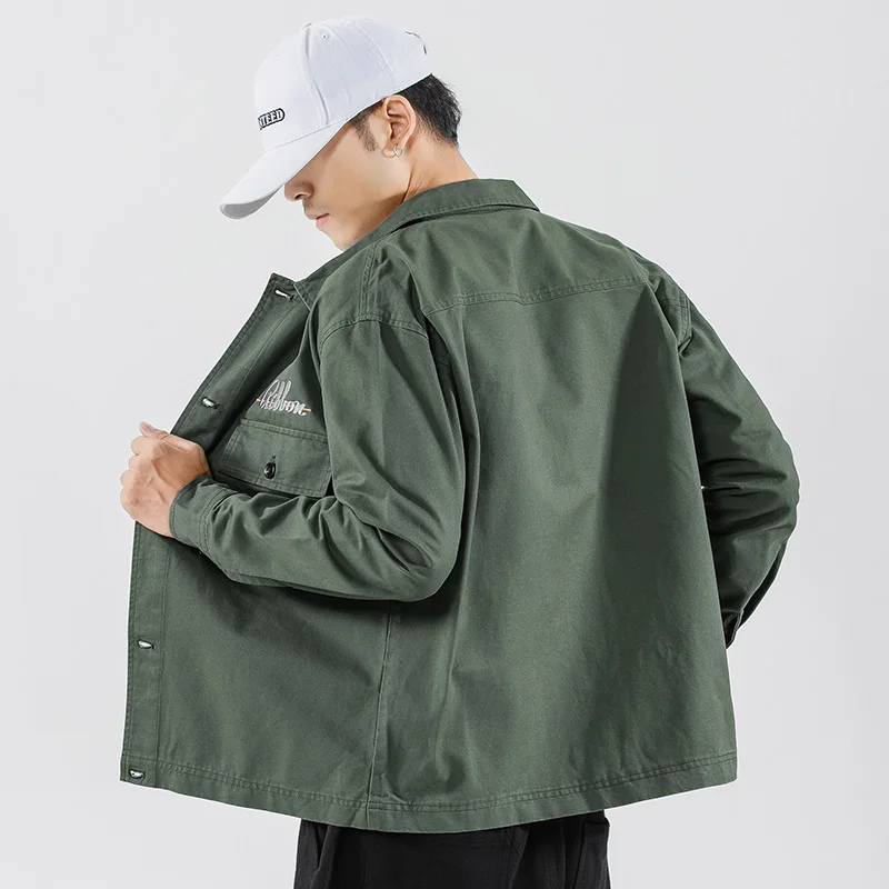 Мужская Уличная одежда с вышитыми буквами Свободные повседневные куртки карго