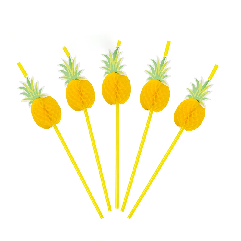 10 шт. 3D ананас соломы пластик для питьевой летний Стиль украшения свадьбы и дня