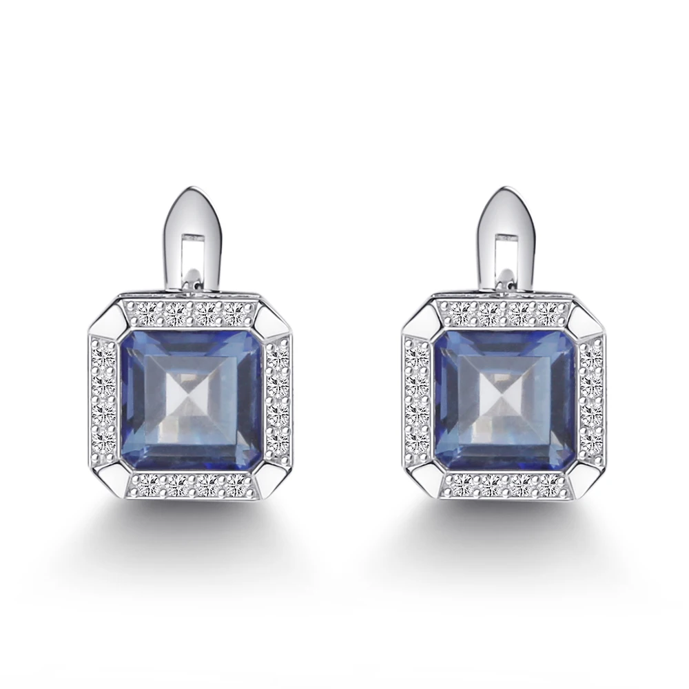 Gem's Ballet 1.88Ct натуральный иолит синий мистический кварцевый камень серьги-гвоздики для женщин Твердые 925 пробы серебряные ювелирные изделия