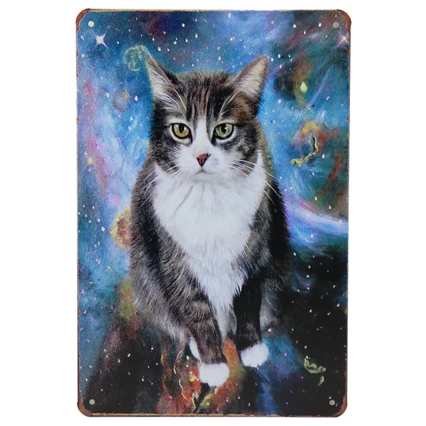 

30X20cm Cute Cat Cartoon Plates Metal Sign Wall Plaque Tintin Metal Home Decor Vintage Tin Signs Pub Home Bar Decorative