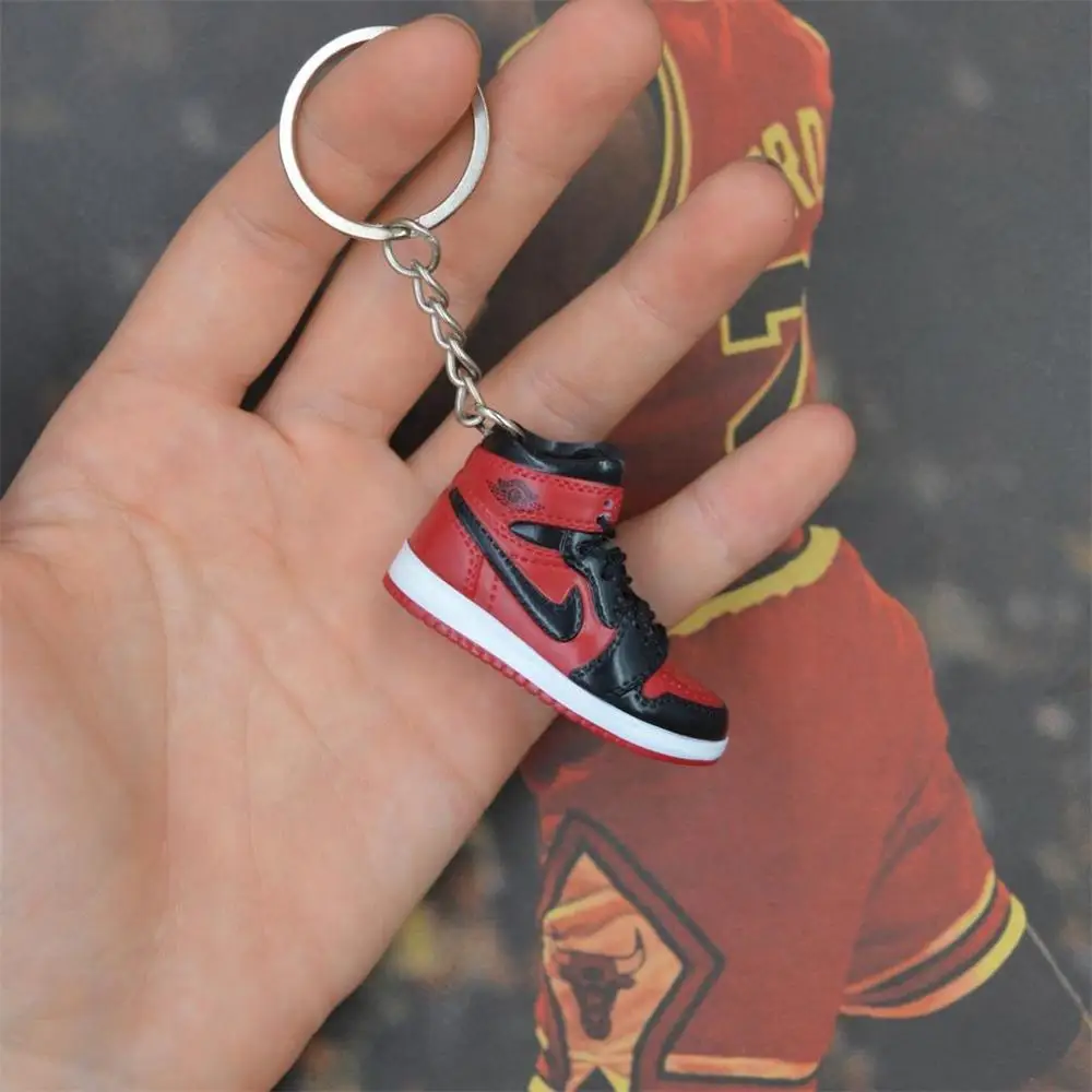 one shoe keychain Дропшиппинг aj1 offwhite Chicago Unc брелок в виде кроссовка Air Jordan 1 3D мини-кроссовки, закрытая спортивная обувь брелок в виде кроссовка s - Цвет: one shoe keychain