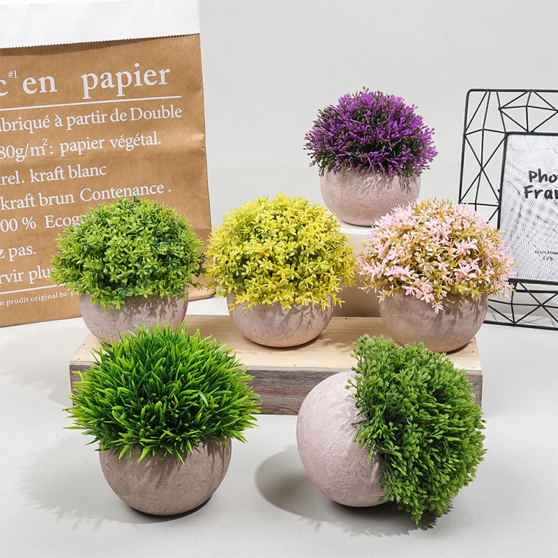 

Homhi Artificial Potted Plants Fake Bonsai Decoration For Home Garden Room Plantas Artificiales Accessories Green [HJH-027]