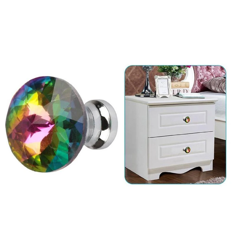 10 шт. дверные ручки Хрустальная форма красочное искусственное стекло сплав