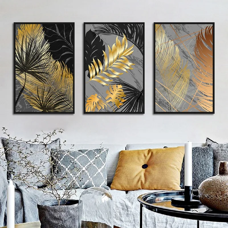 Modern Minimalist Canvas Painting Abstract Geometric Gold Leaf Posters and Prints Nordic Style Kids Room Decor Wall Art Picture | Дом и сад