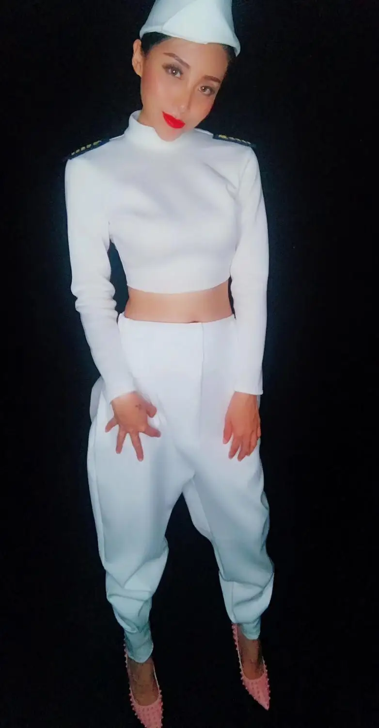 

(Short Tops+Harem Pants) Set Nightclub Bar Women DJ Rap Singer Hip Hop Jazz Modern Dance Costume Tide Street Dance Stage Outfits