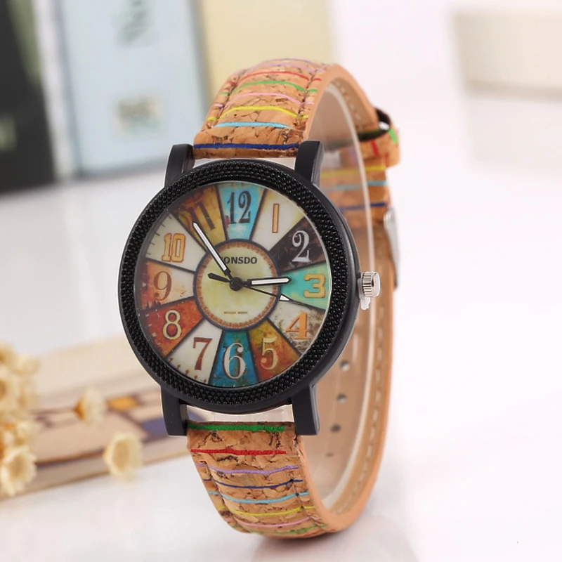 

Hot Selling New Colorful Fashion Trend Female Middle School Student Watches Personality Wood Grain Creative Forest Wrist Watch