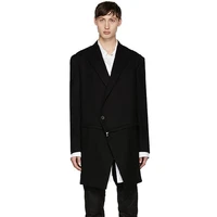 mens new classic simple black aesthetic mens woolen jacket suit jacket loose large size zipper splicing design jacket