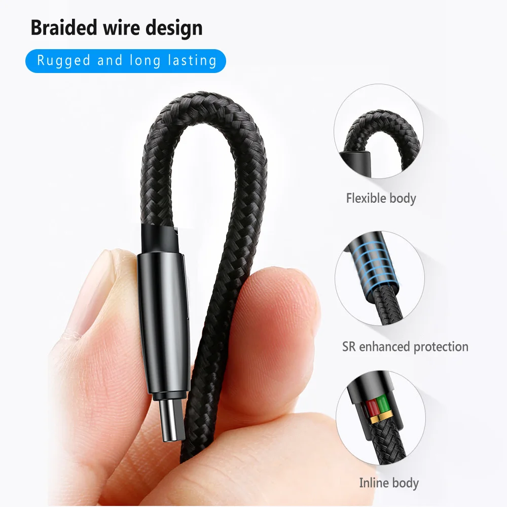2.1A 0 3 m USB Type C Micro кабель мобильный телефон для быстрой зарядки Samsung S10 S9 Huawei P20 P30Pro