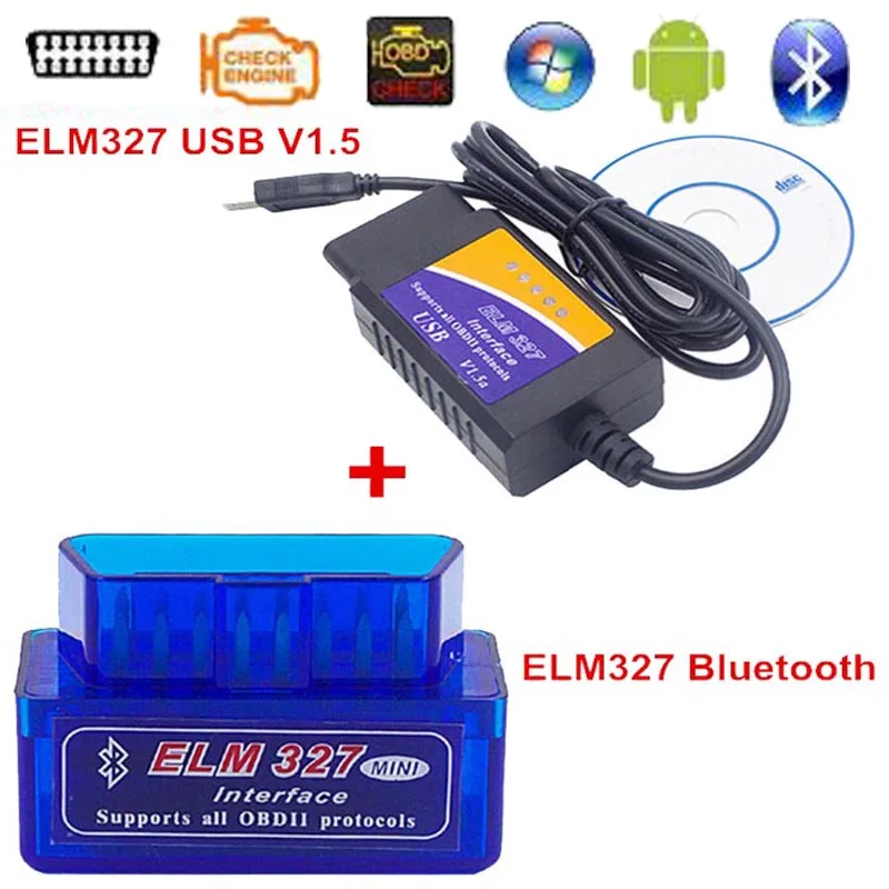 Super MINI ELM327 V2.1 Bluetooth + USB диагностический инструмент ELM 327 OBD интерфейс и с тормозной